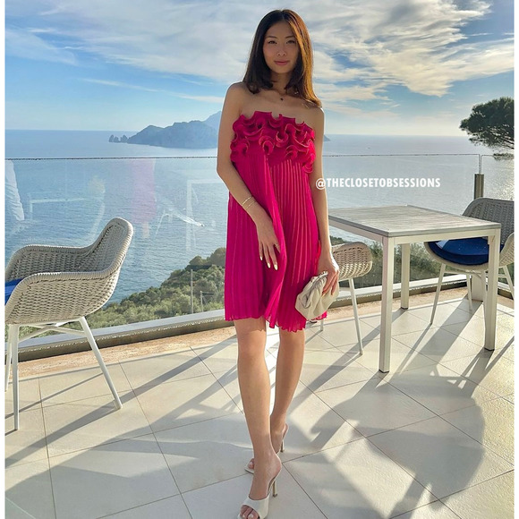 ZARA Red Pleated Mini Dress NWT | Blogger Fave Ruffle Straight Neck - Picture 11 of 16